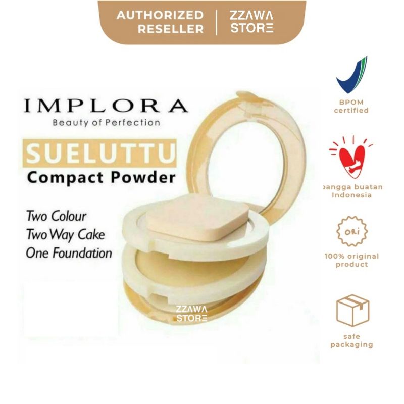 IMPLORA Sueluttu Compact Powder Bedak 3in1 | 2 Shades Two Way Cake dan 1 Founfation BPOM