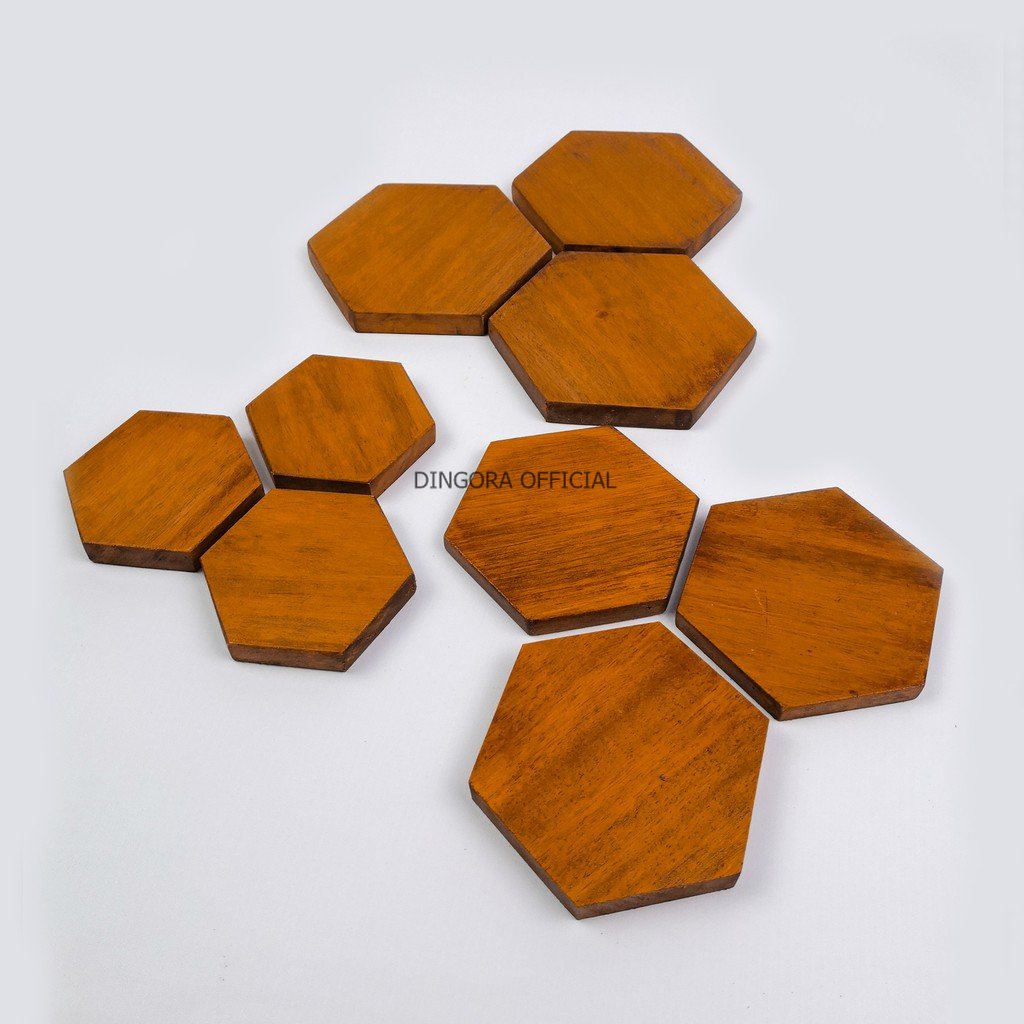 TATAKAN GELAS | ALAS GELAS | COASTER KAYU SOLID HEXAGON