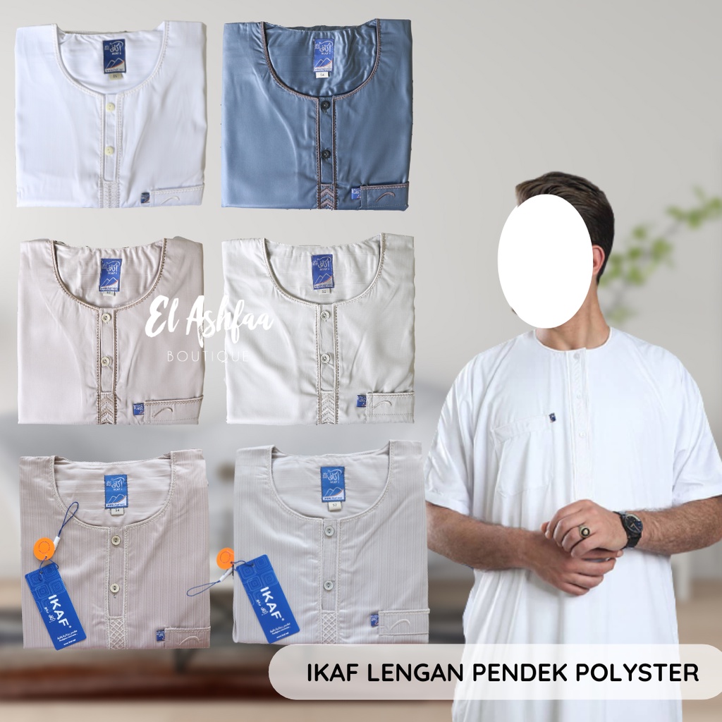 Jubah Saudi |  Gamis Pria | Ikaf Polyster Lengan Pendek - El Ashfaa Boutique