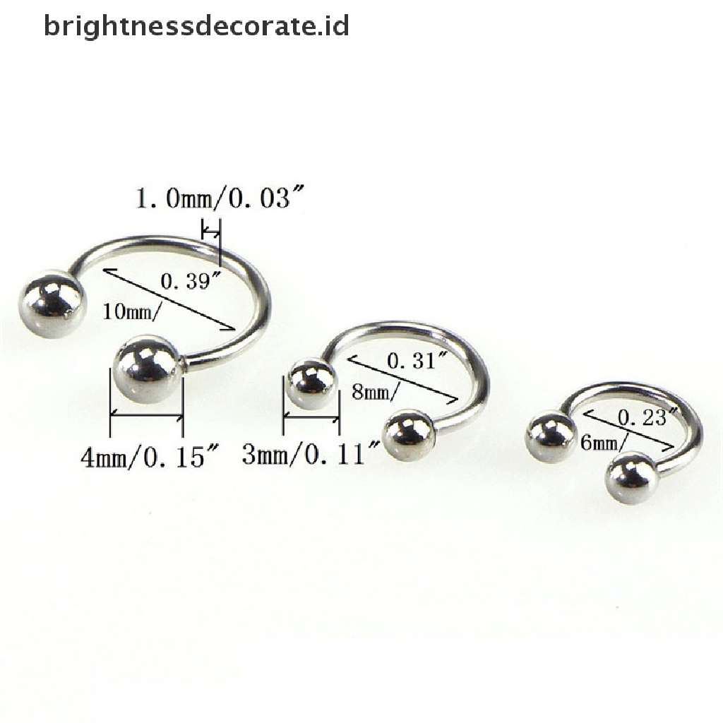 [Birth] 10pcs Stainless Steel Tapal Kuda Bar Bibir Hidung Septum Telinga Cincin Stud Set [ID]