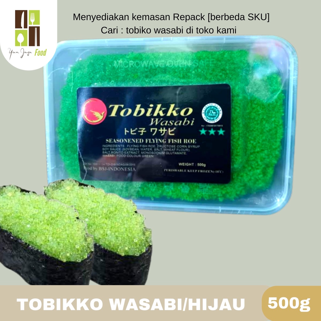 Tobiko Telur Ikan Sushi Orange/Hijau/Wasabi/Black 500g