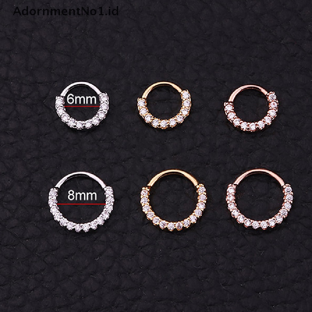 [AdornmentNo1] 1buah Anting Hoop Stainless Steel Maju Lobe Helix Dengan Zircon6 /8 /10mm [ID]