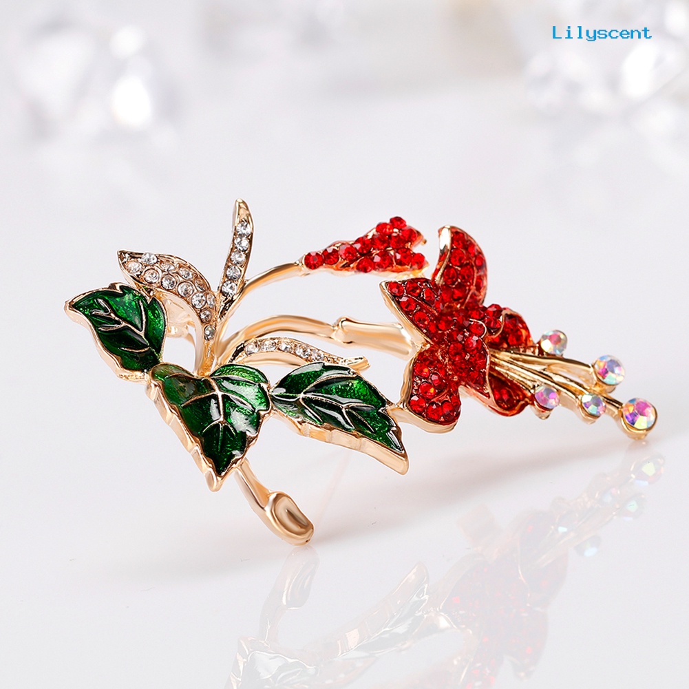 [LS] Pernikahan Pengantin Berlian Imitasi Enamel Bunga Bros Pin Fashion Perhiasan Aksesori