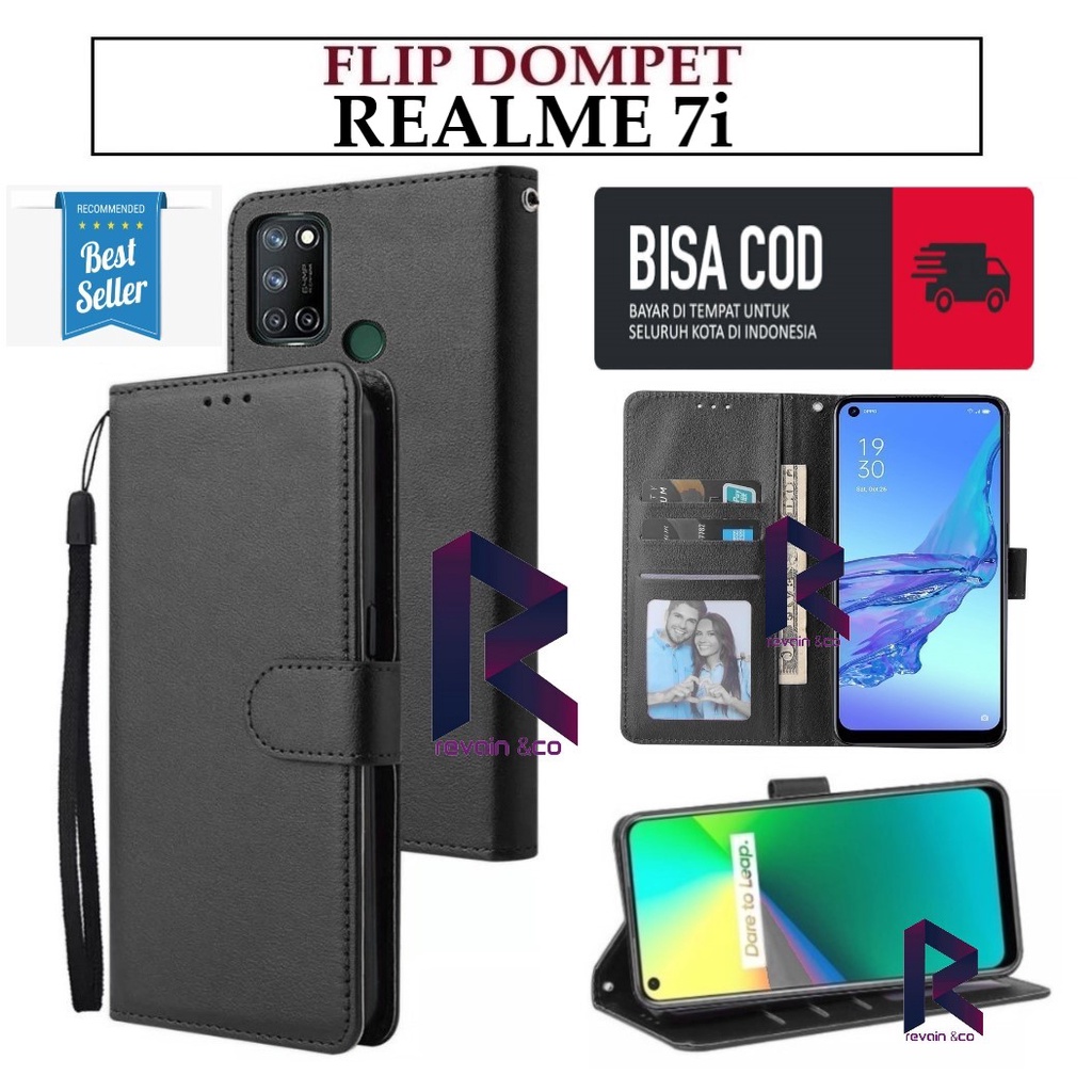 CASE REALME 7i FLIP WALLET LEATHER KULIT PREMIUM SARUNG BUKA TUTUP KESING HP FLIP CASE REALME 7i