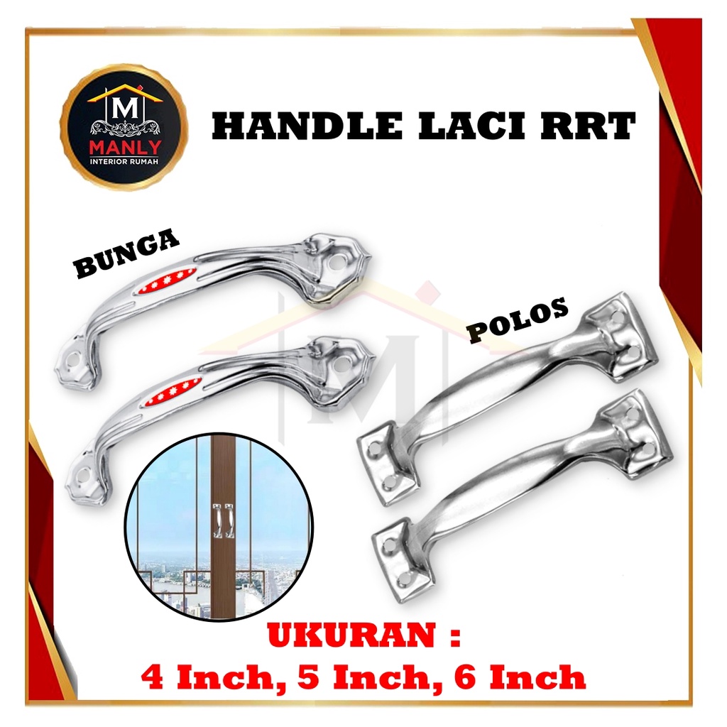 TARIKAN LACI Plat HANDLE Gagang Laci Pintu Lemari Silver Stainless RRT Polos dan Bunga