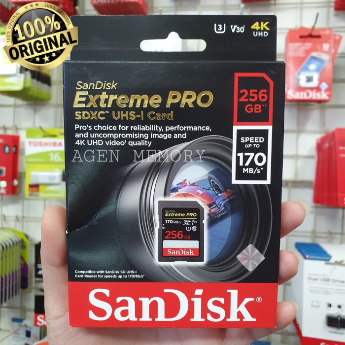 {DeliStore} SANDISK SD CARD EXTREME PRO 256GB 170MB/S - SDCARD EXTREME PRO 256GB Murah