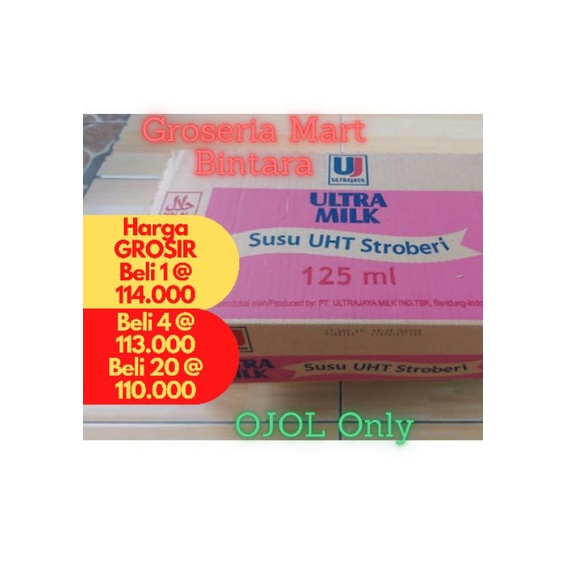 

*Bintara* Susu Ultra UHT Stroberi 125ml x 40 (1 Dus) - Bekasi