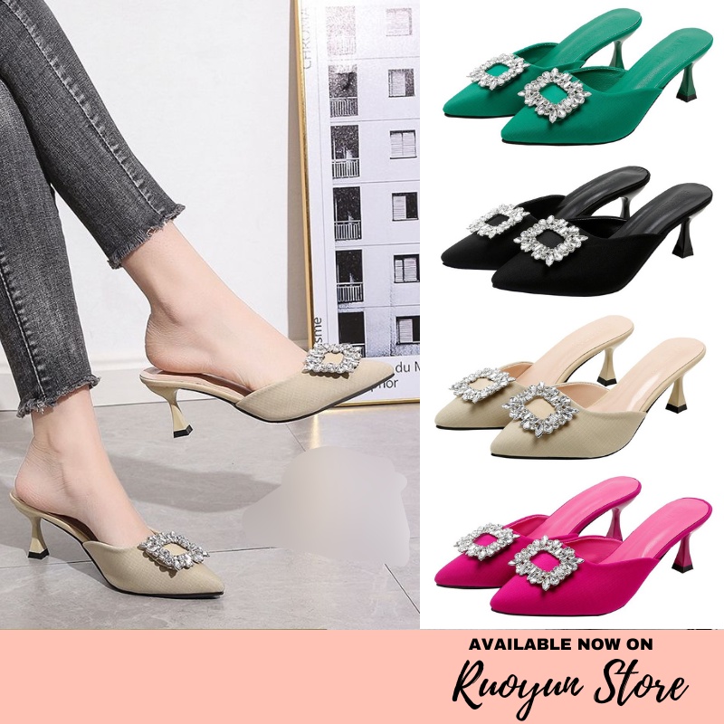 RYX - Clarity Bells Sepatu Slip-On Hak Wanita Fashion Casual / Pesta - Ori Import