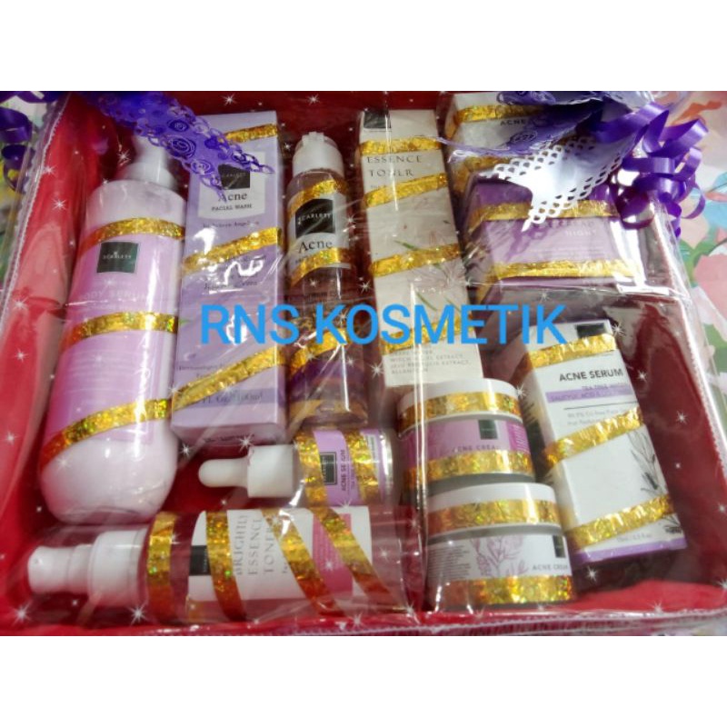 Scarlett Paket Skincare Acne(Berjerawat dan Berminyak)/Paket Hantaran Nikah/Kado Ulang Tahun/Free Bo