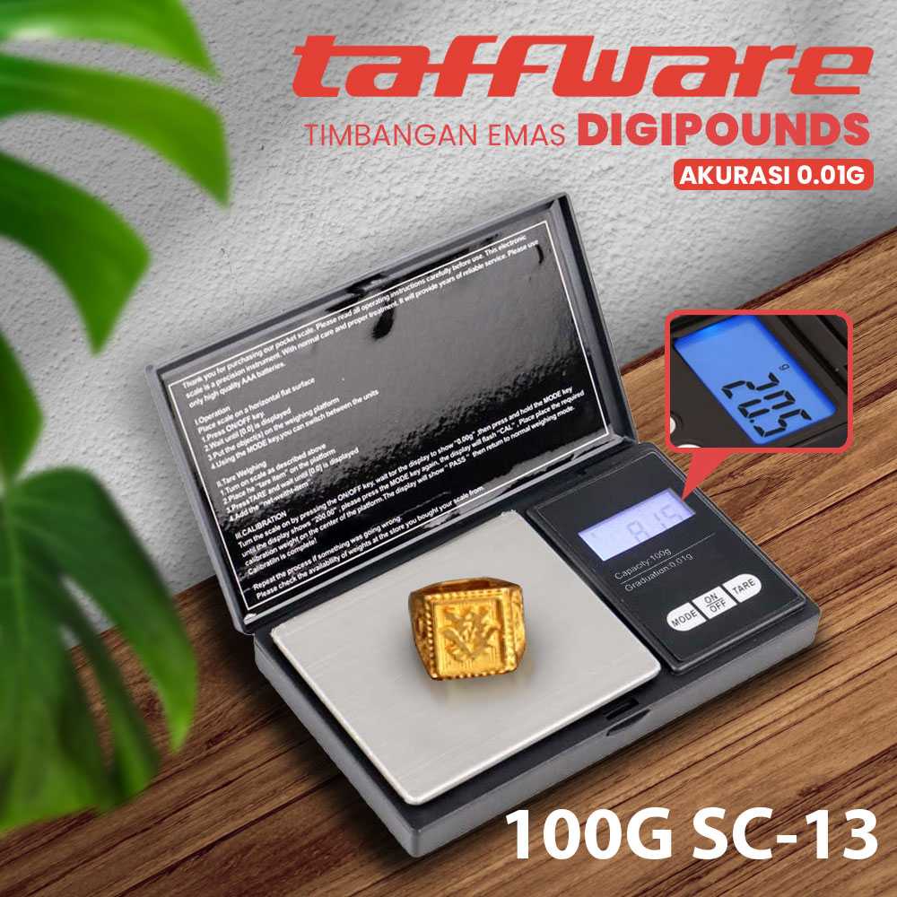 Taffware Digipounds Timbangan Mini Emas Akurasi 0.01g - SC-13 / VSW0083