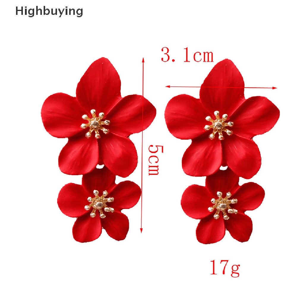 Hbid Vintage Double Flower Drop Earrings Pernikahan Menjuntai Bohemian Pesta Perhiasan Hadiah Glory