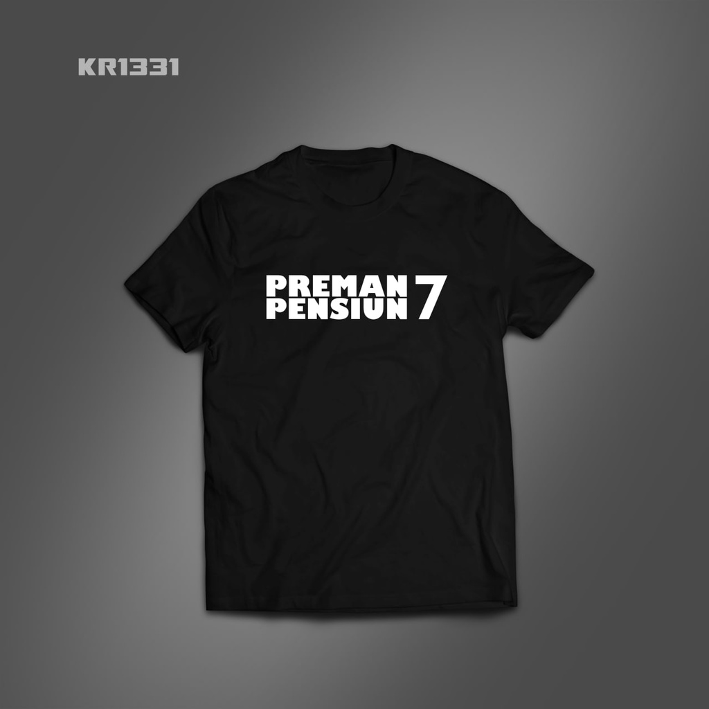 Kaos Sablon Preman Pensiun 7 Hitam Pendek