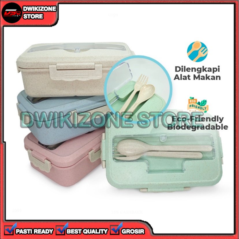 [GROSIR] KOTAK MAKAN BEKAL BEKEL LUNCH BOX JERAMI SET SENDOK GARPU SUMPIT SERBAGUNA