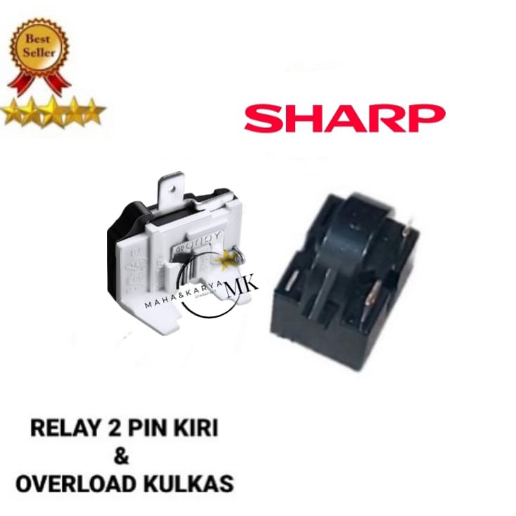 Relay 2 Pin Kiri + Ptc Overload Kulkas Sharp 1 Pintu / 2 Pintu