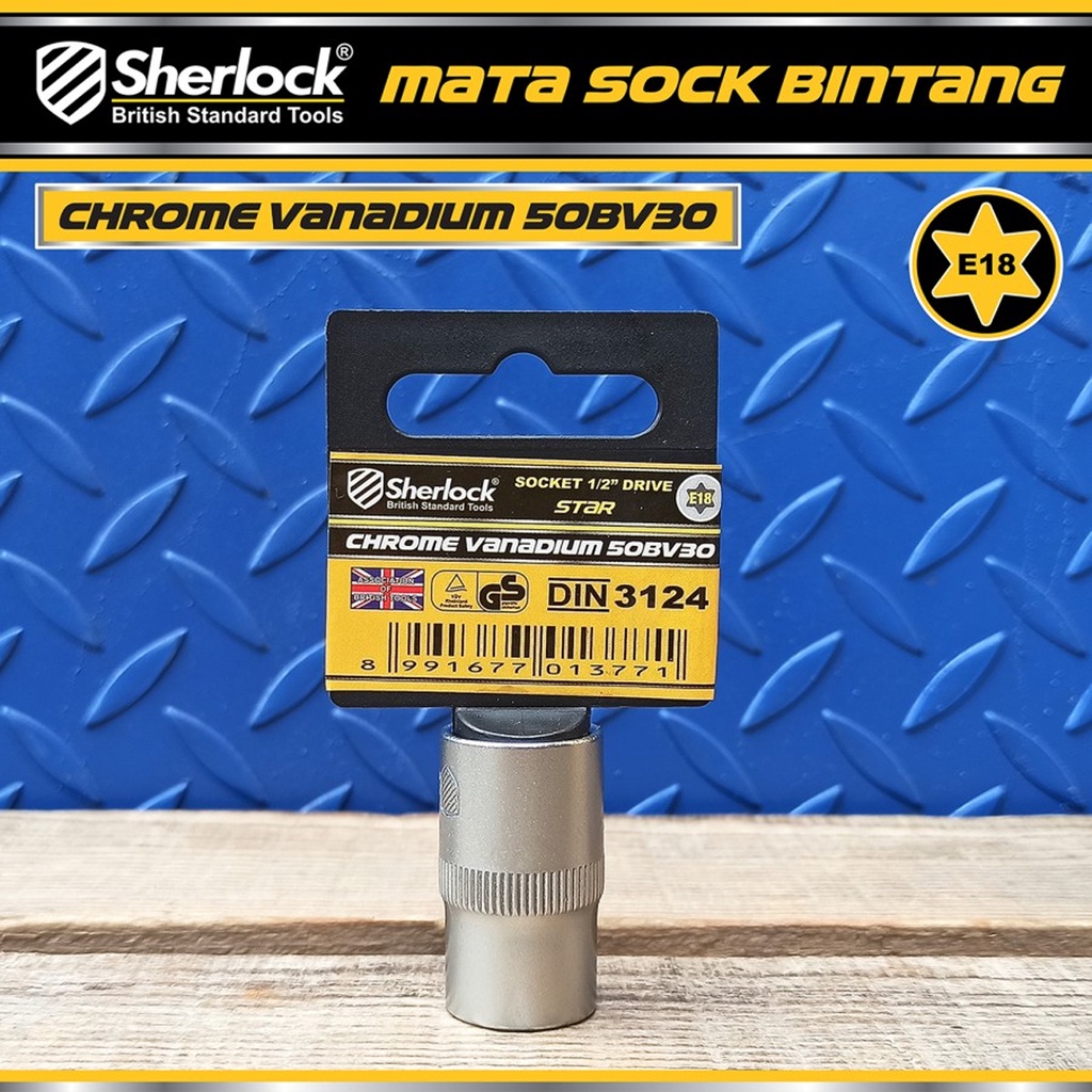 Kunci Shock Bintang Sok E18 1/2 inch Drive Star Socket Sherlock