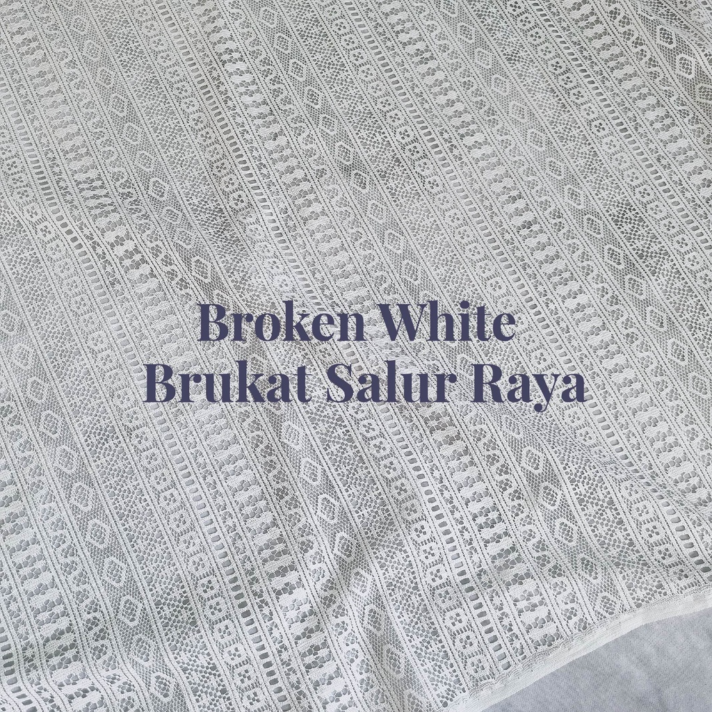 0,5m bahan kain brukat lace kebaya malika putih broken white salur raya star soulmate rimba chantily