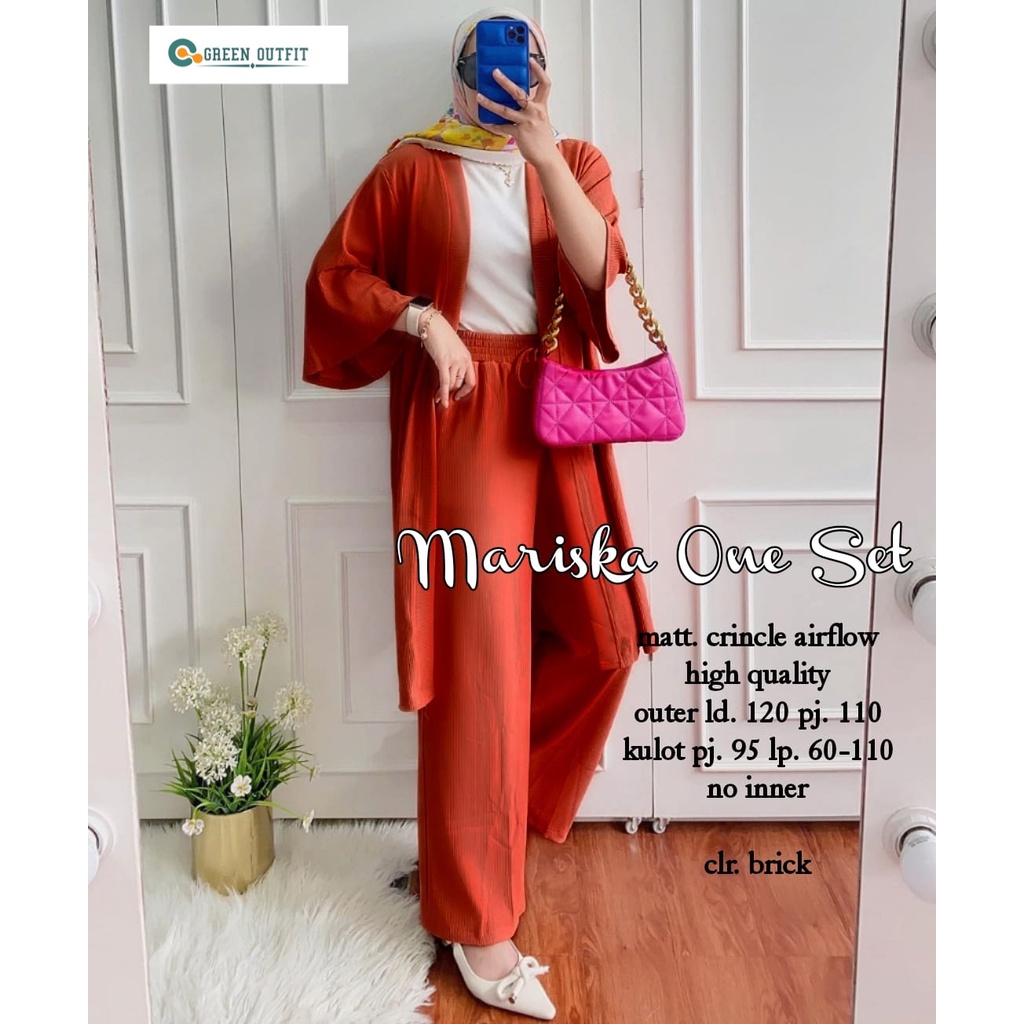 mariska set stelan setelan 1set oneset dress dres pakaian baju outer clana celana kulot jumbo ld 120