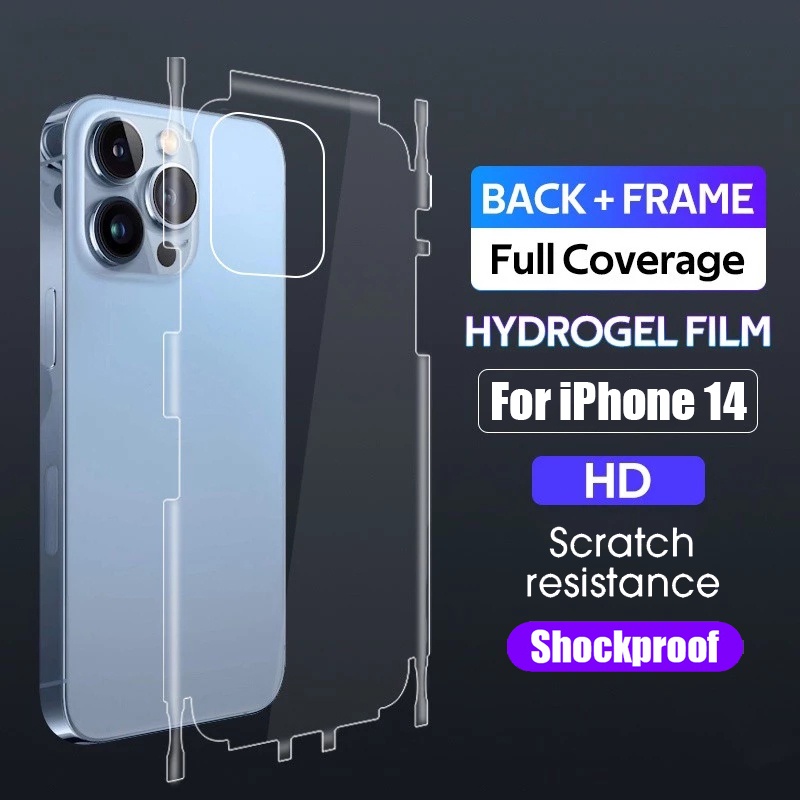 IPHONE Clear Soft TPU Phone Border Frame Pelindung Belakang Anti Gores Cakupan Penuh Ponsel Back Protective Film Kompatibel Untuk Iphone14Plus Pro Max