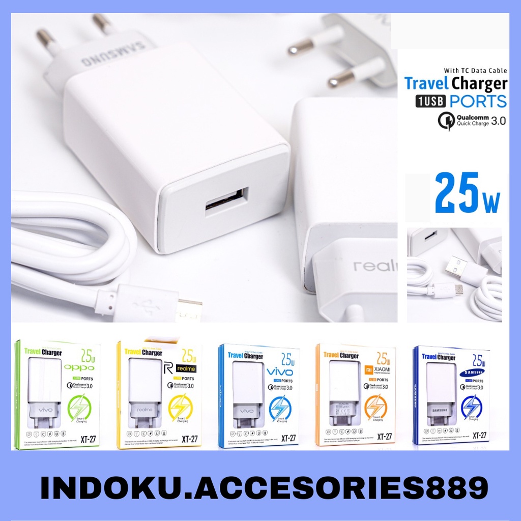 Charger cas hp branded 25w 1usb port qualcomm 3.0 micro usb top