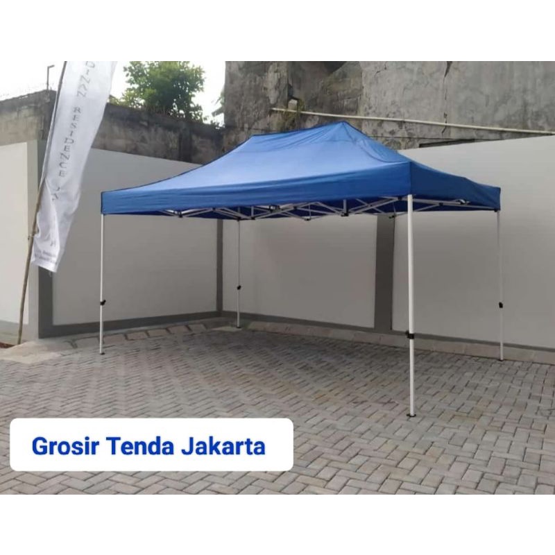Tenda Lipat Premium Besi Putih Ukuran 3mtr X 4.5mtr Ketebalan Besi 1.2mm
