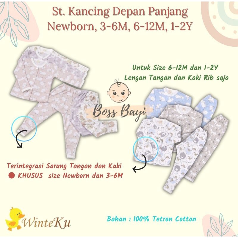 WINTEKU Setelan PANJANG Kancing Depan Bayi Anak Motif