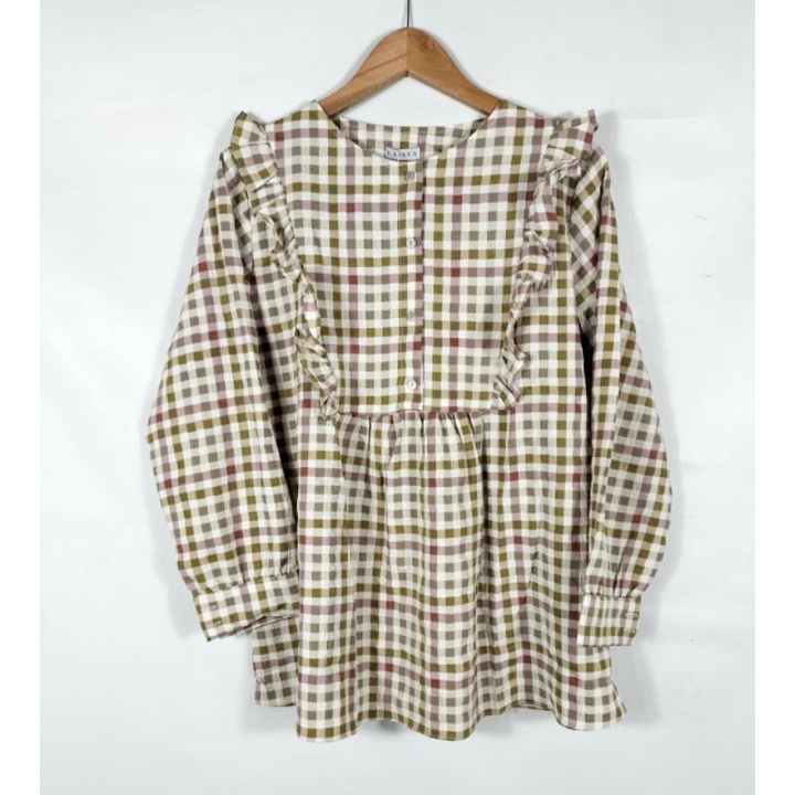 Kemeja kotak-kotak Wanita Crinkle