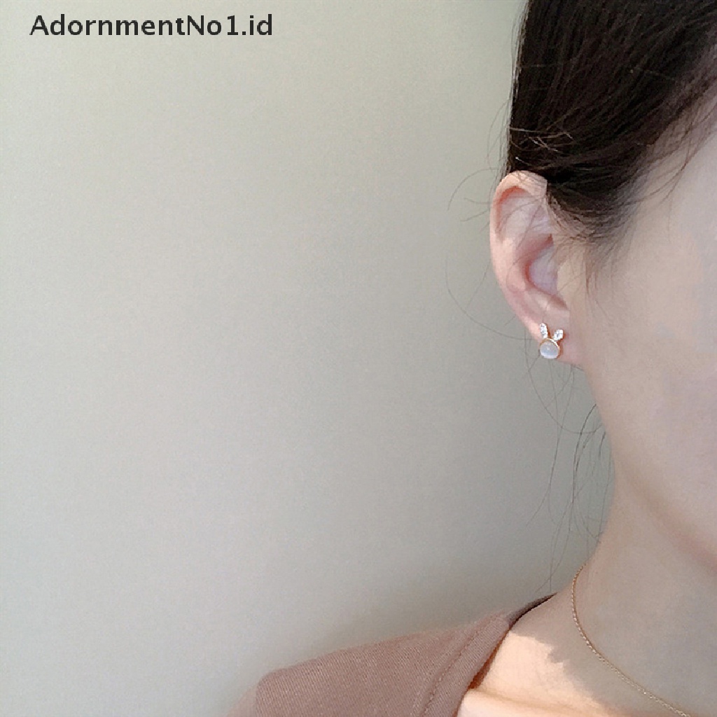 [AdornmentNo1] Trendi Lucu Bunny Sleek Opal Feminia Earring Elegan Anting Mungil Anting Gaya Anting Kreatif Eardrop Perhiasan Berkualitas Tinggi Eardrop Romantis Feminia Aksesoris [ID]