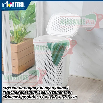 Keranjang Laundry Plastik Putih Tempat Baju kotor Laundry Basket White INFORMA