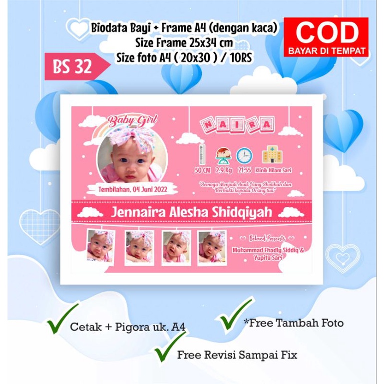 Biodata Bayi Lucu cute pink Free Pigora 10RS BS32 landscape FREE PACKING