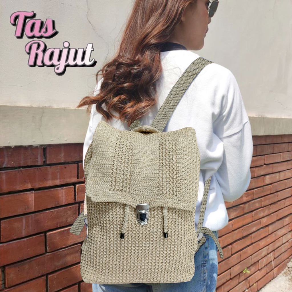 Tas Ransel Wanita Rajut PEGE Dortia Ransel Kasual - PG 8954