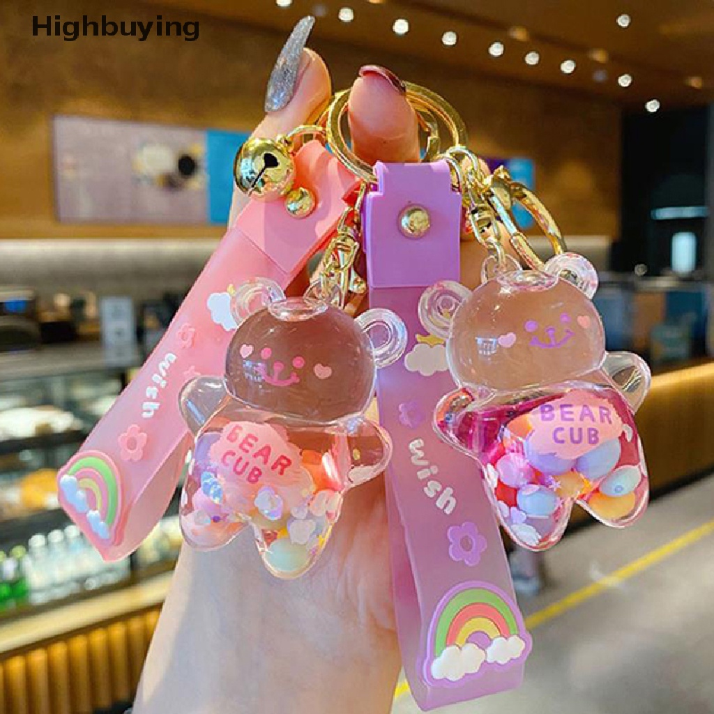 Hbid Kreatif Cairan Minyak Chubby Bear Pasir Hisap Gantungan Kunci Keyring Gadis Tas Liontin Glory