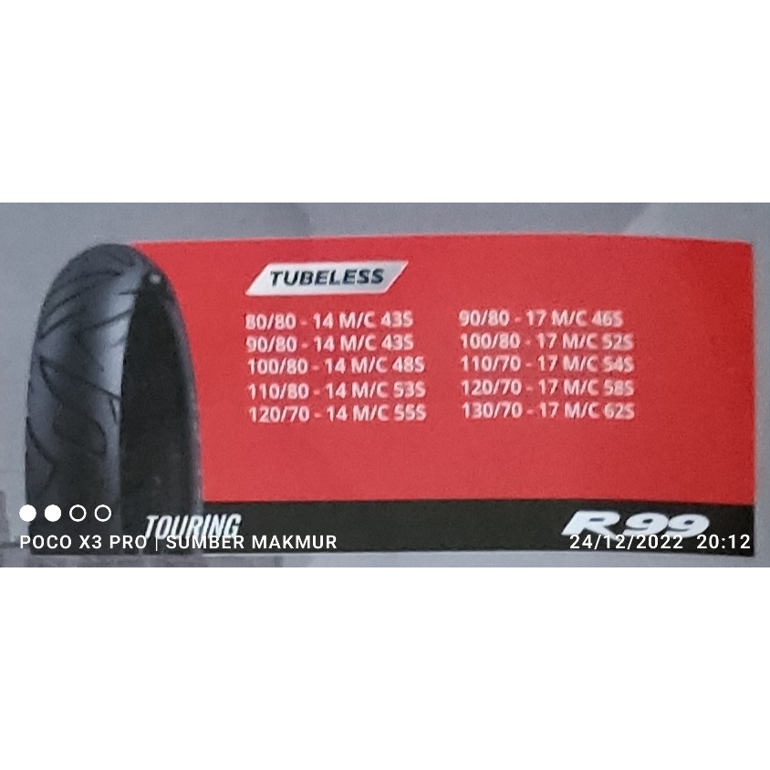 Ban Corsa Platinum r99 tubles ring 14 dan ring 17 Touring Original tubless