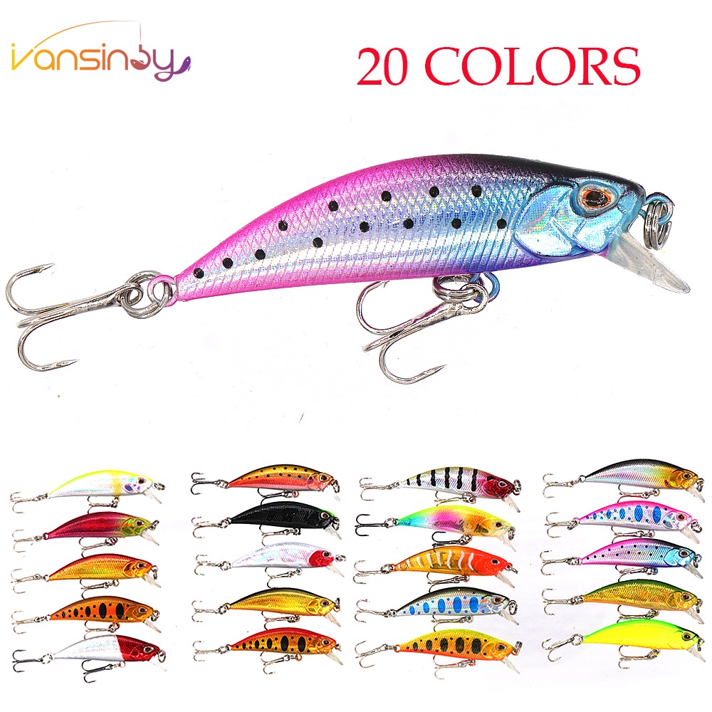 20warna Umpan Pancing 5g/5cm Ikan Kecil Tenggelam 3D Mata Laser Troli Plastik Buzz Umpan Dengan 2kait Trible