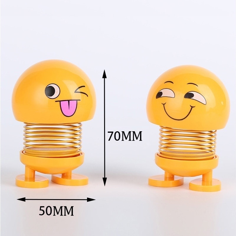 Random 1PC Mobil Lucu Emoji Goyang Kepala Boneka Dekorasi Emoticon Pack Spring Doll Interior Mobil Lucu Smiley Face Mata Air Menari Mainan Mobil Dashboard Decor Aksesoris Mobil