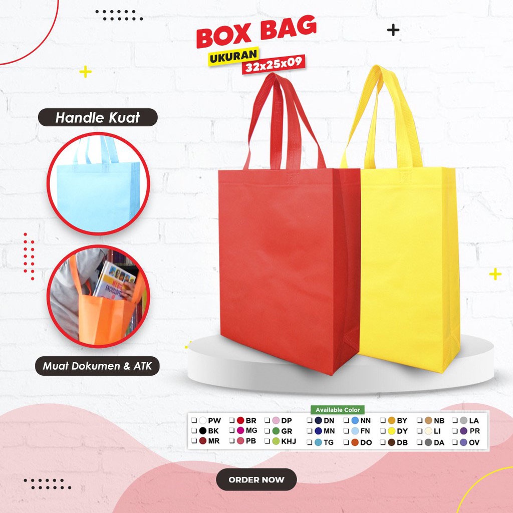 

BKN Tas Goodiebag Spunbond HLB 32x25x9 Press BOX | Tas Souvenir | Tas Seminar | Tas Promosi | Tas Packaging