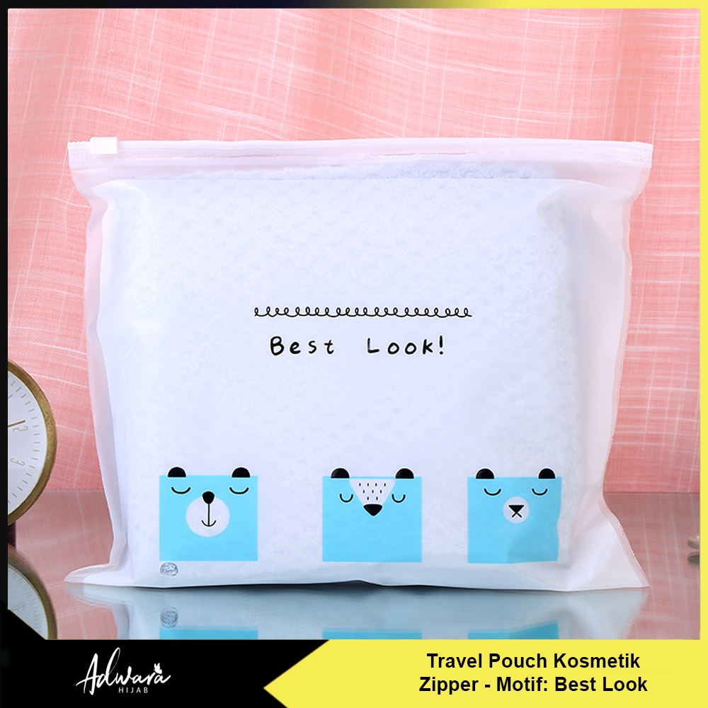 Tas Kosmetik Travel Pouch Zipper Best Look / Tempat Penyimpanan Make Up Serbaguna