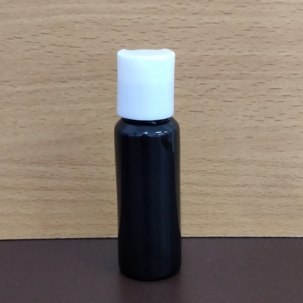 Botol plastik PET 20ml BR hitam tutup presstop