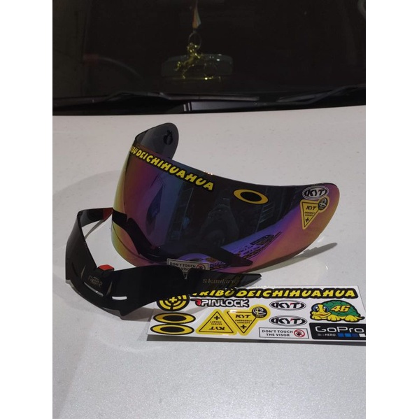 COD ⭐paket kaca visor KYT Rc7 irdium rainbow drak smoke clear /KYT k2r/ kyt r10 + Spoiler KYT / gratis stiker visor