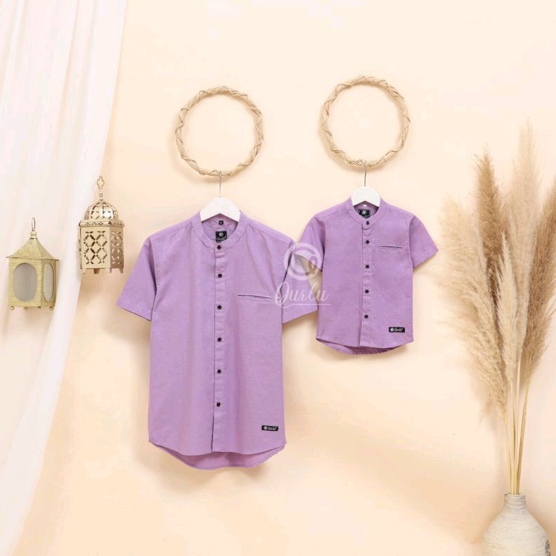 Qurlu - Kemeja Koko Dewasa /Anak warna LILAC ( koko couple ayah anak )