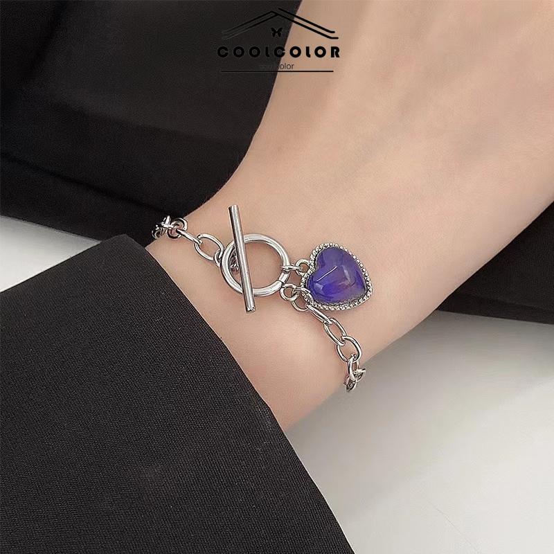 COD❤️Gelang Cinta Berubah Warna Hangat Gelang Jalan Wanita Menembak Hip Hop Perhiasan Teman Gadis Keren- cl