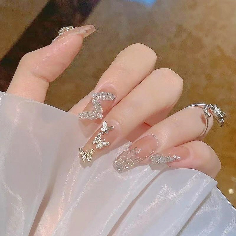 Kuku Palsu Cantik 3D Nail Art Zircon Import