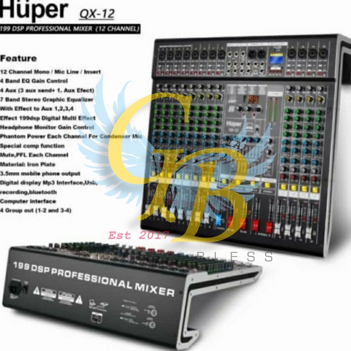 Mixer Audio Huper Qx12 12Ch Original Huper Qx12 Qx12 Bluetooth Ori