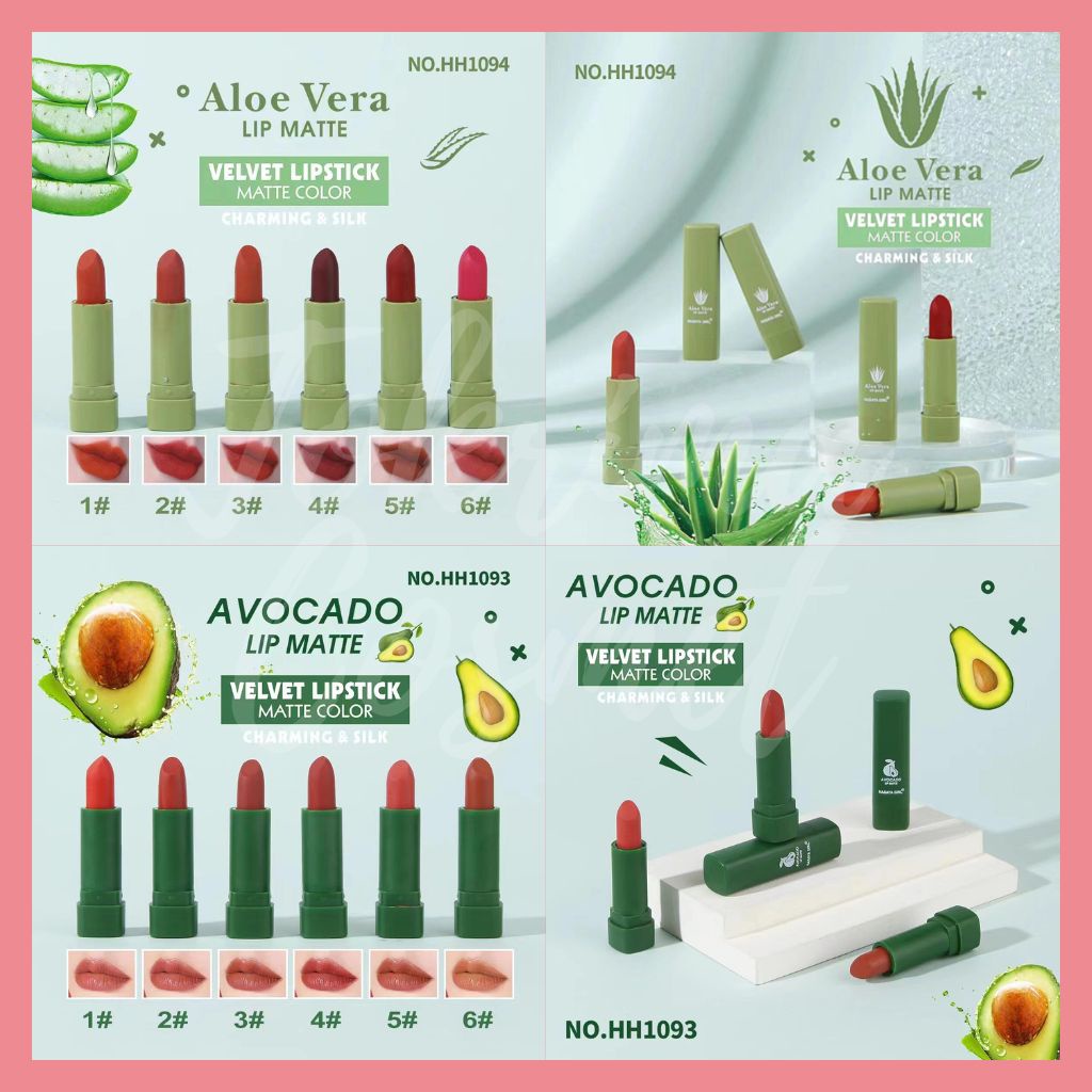 [6PCS] HASAYA GIRL MINI LIPSTICK ALOEVERA / AVOCADO (dapat 1 set + kaca)
