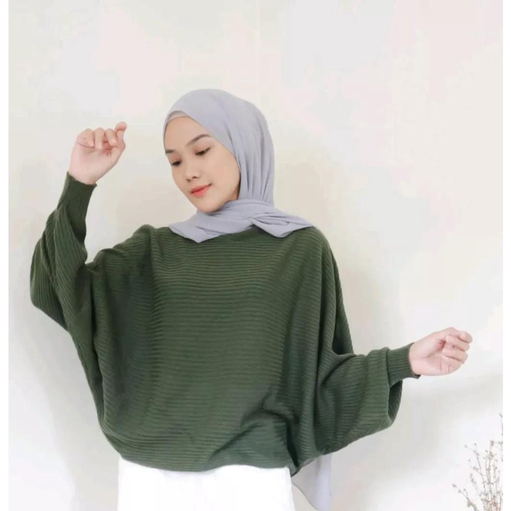 Baju Rajut Wanita Premium INDY Batwing Oversize M-XXL JUMBO FASHION WANITA RAJUT KEKINIAN