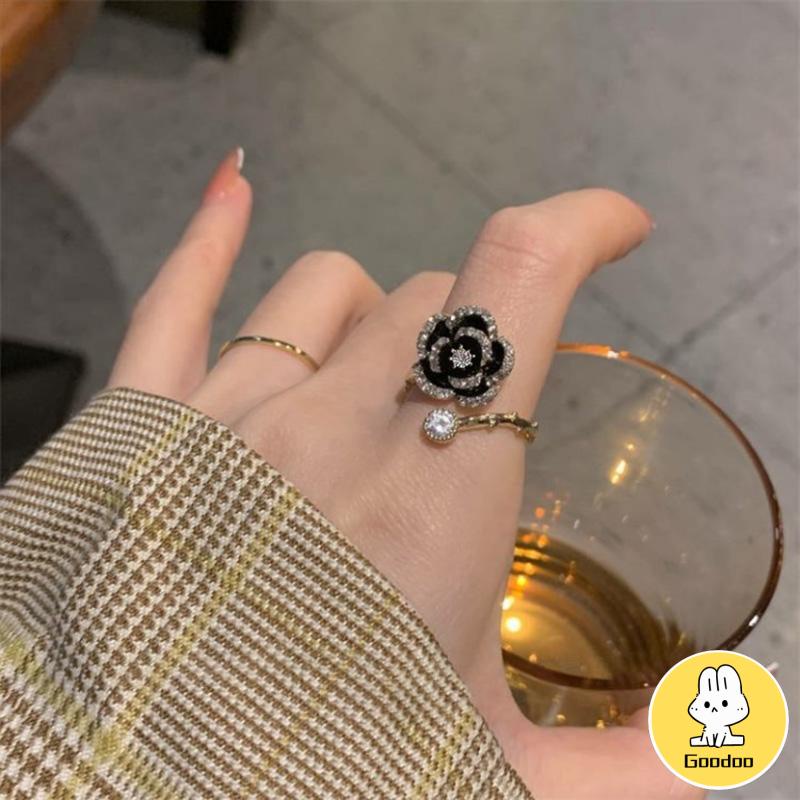 Cincin Camellia Berlian Aksesori Cincin Mewah Wanita -Doo