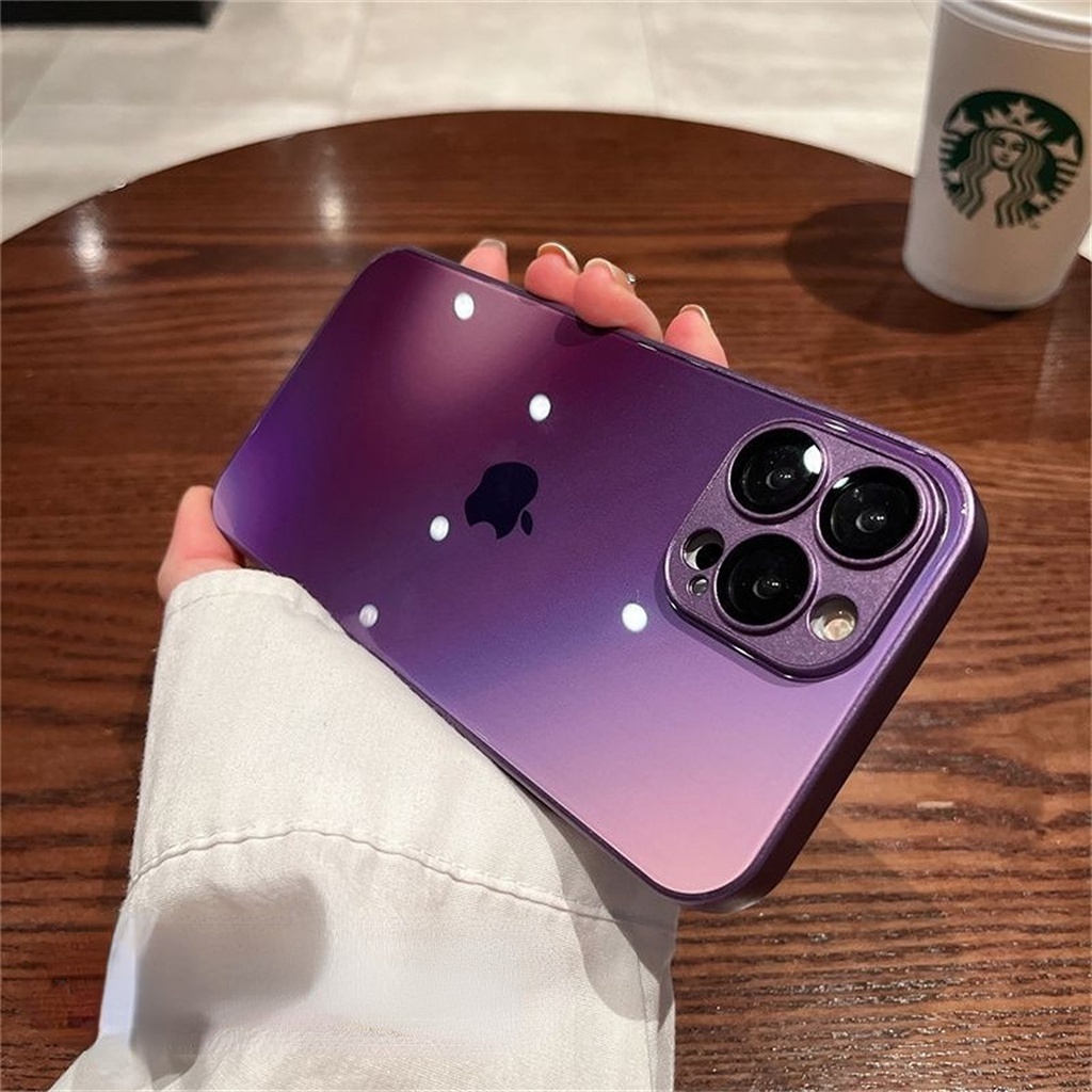 Casing Lensa Perlindungan Kamera Mewah iPhone 14 Pro Max Plus Casing Iphone13 12 11 Pro Max Kaca hard back cover Dengan logo Apple aesthetic case Perlindungan shockproof Tertutup Penuh