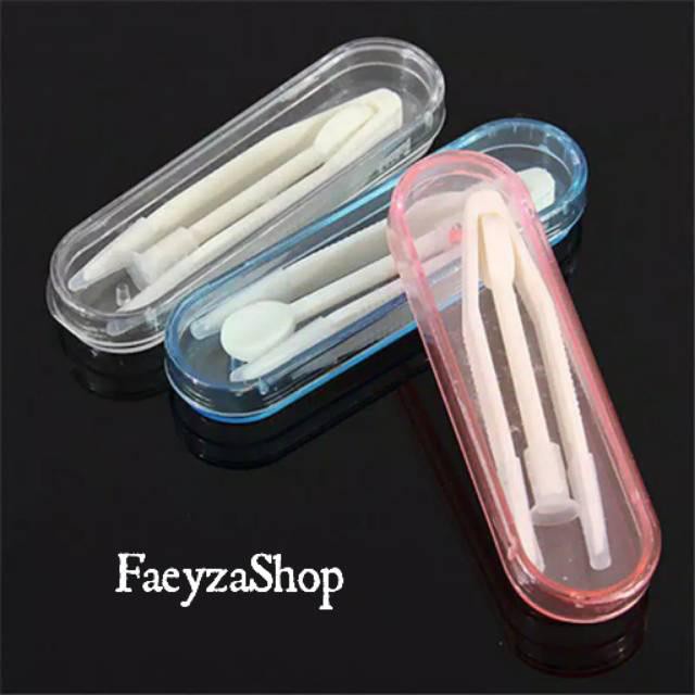 Penjepit Contact Lens Inserter Remover Soft Tip Tweezer Stick Tool Case Set