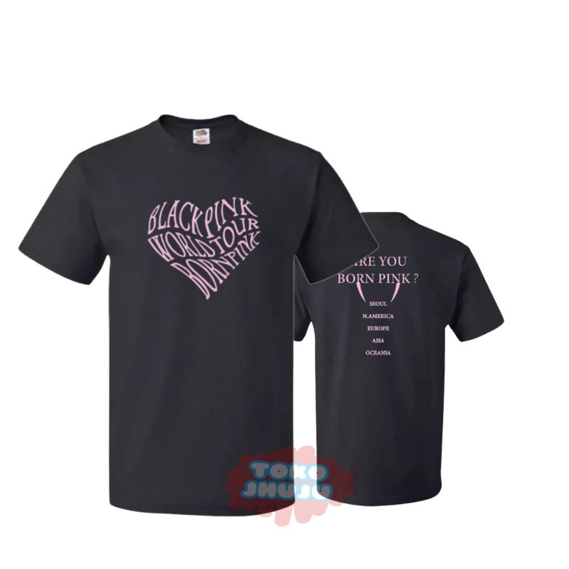 Kaos Lisa BP Bornpink World Tour Bangkok Bentuk Love + Sablon Belakang