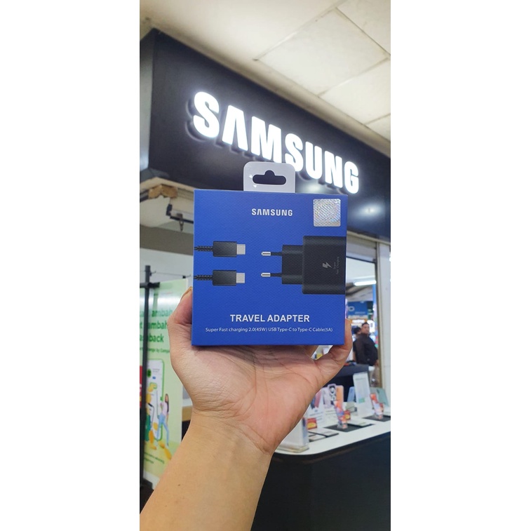 Super Fast Charging 45W Charger Cashan tc Samsung Note20 S20 S21 Ultra s22 s22ultra s22+ A32 A52 A72 a80 a90 A33 A53 A73 S20+ S21 ultra note10 Note10+ A70 A71 Z FLIP 3 Z FLIP 4 Z FOLD 3 Z FOLD 4 Type-C Original pack biru BC7062