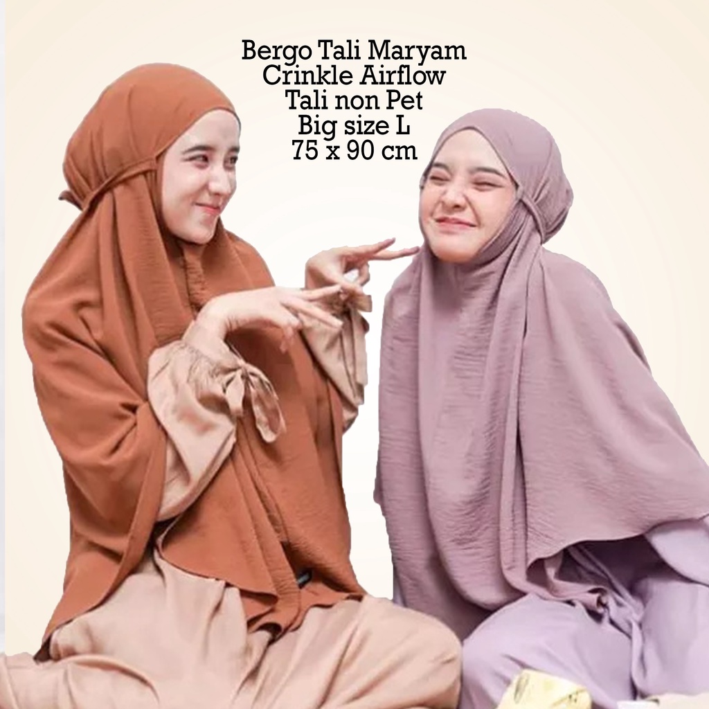 11 - 11 SALE BERGO L - Man Jadda Hijab Bergo Mariyam Crinkle Airflow Jilbab Instant Bergo Maryam Cringkle non pet size L